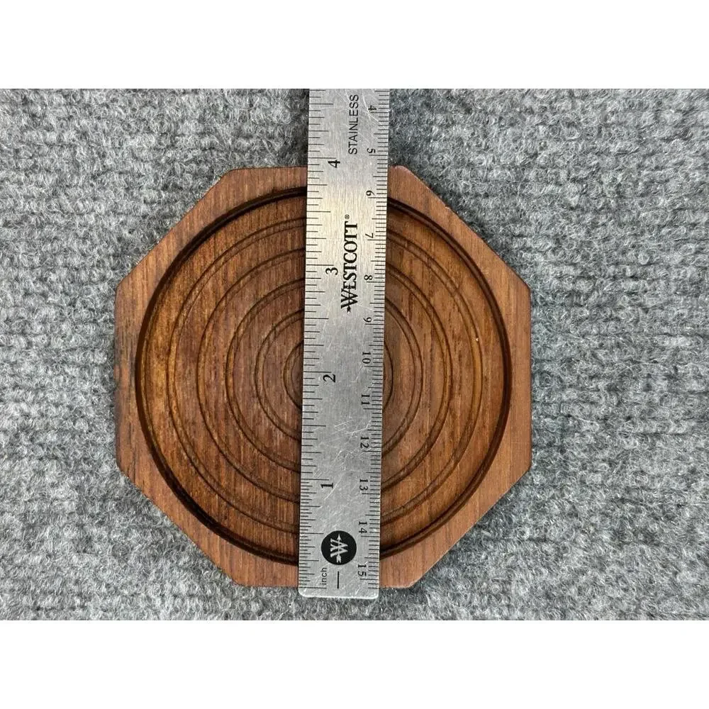 Vintage KALMAR Teak Wood‎ WOODEN COASTER  CADDY Set Of 6  HEXAGON SHAPE
